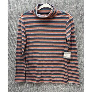 Eddie Bauer Favorite Turtleneck Top Womens Medium Stripe Multicolor Long Sleeve